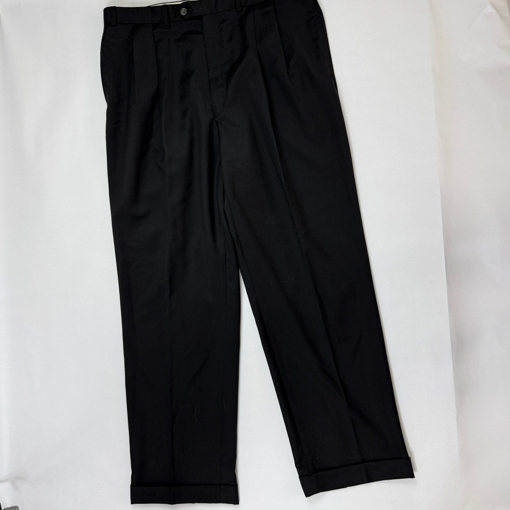 Lauren Ralph Lauren Total Comfort Mens 38x32 Black Wool Pleated Dress‎ Pants